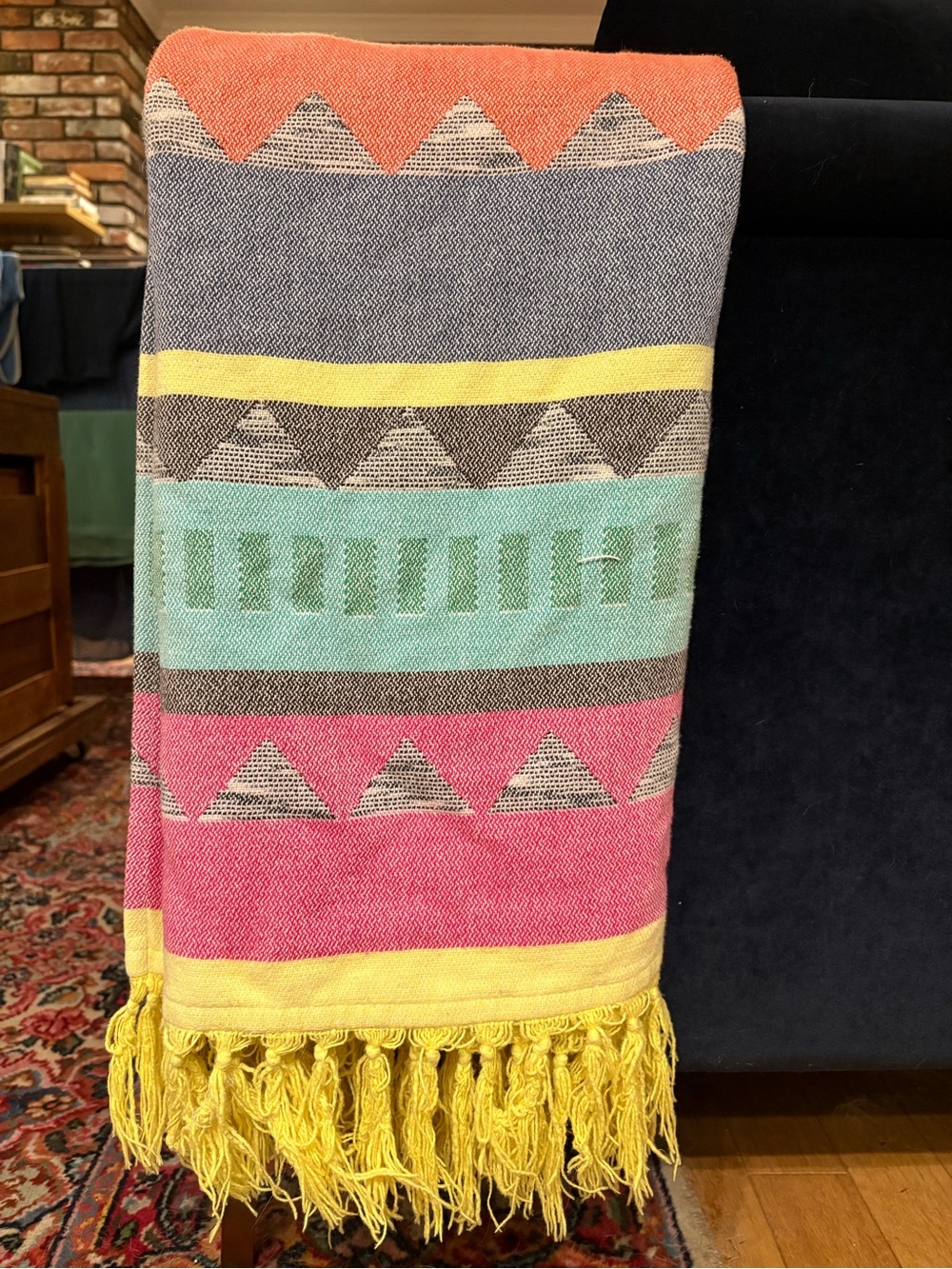 Boho Colorful Striped Cotton Throw Blanket Fringe Threshold Target 56x44 Soft